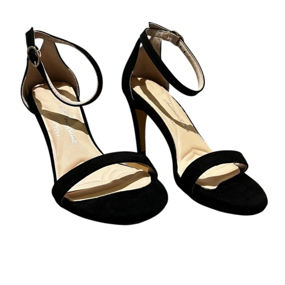 Antonia Saint‎ NY Tina Party Stiletto Black Ultra Suede, Size 8.5